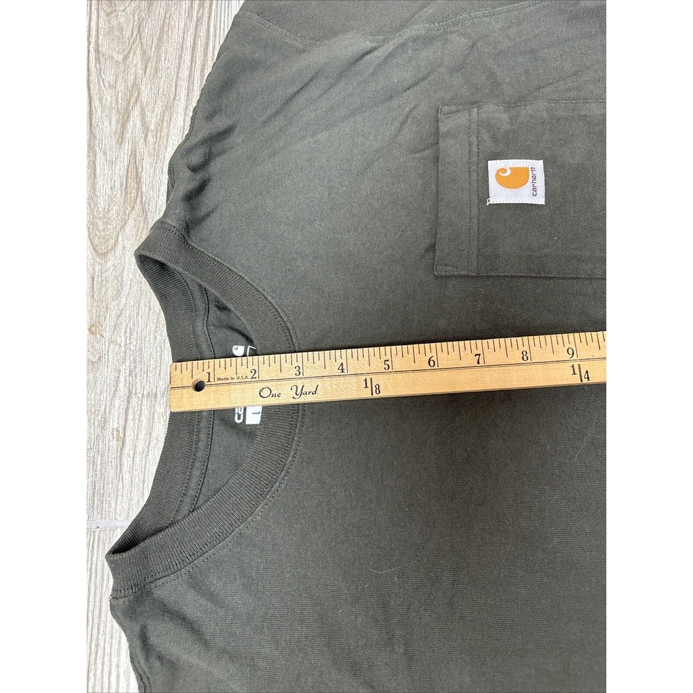 Carhartt T-Shirt Mens LARGE Green Crew Neck Short‎ Sleeve Loose Fit Workwear - Picture 9 of 10